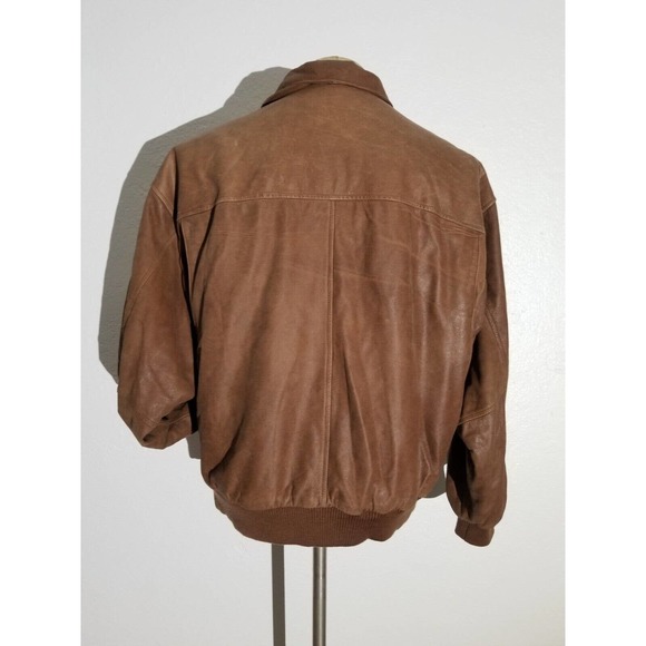 VINTAGE 90's ADVENTURE WILSON WHISKEY BROWN BUTTER SOFT LEATHER JACKET XL MEN - Picture 4 of 8